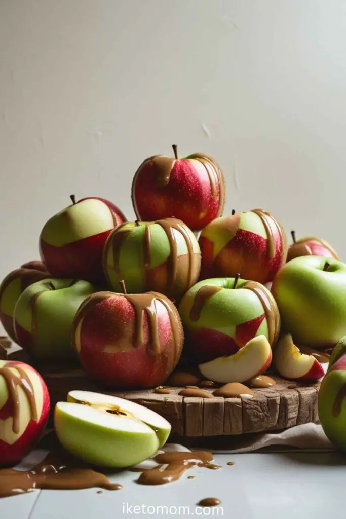  Apple Slices with Cinnamon and Peanut Butter Drizzle