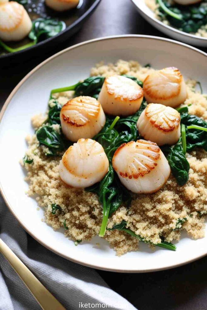 Seared Scallops with Spinach & Quinoa