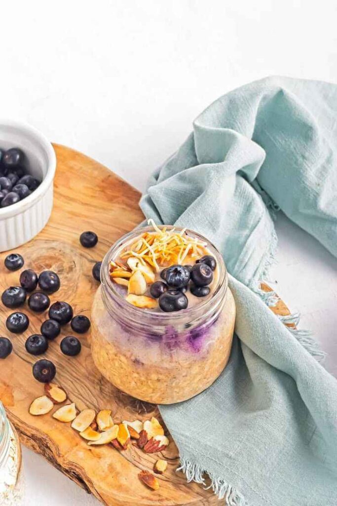 Blueberry Almond Butter Overnight Oats