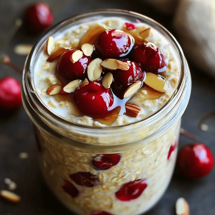 Almond Butter Cherry Overnight Oats