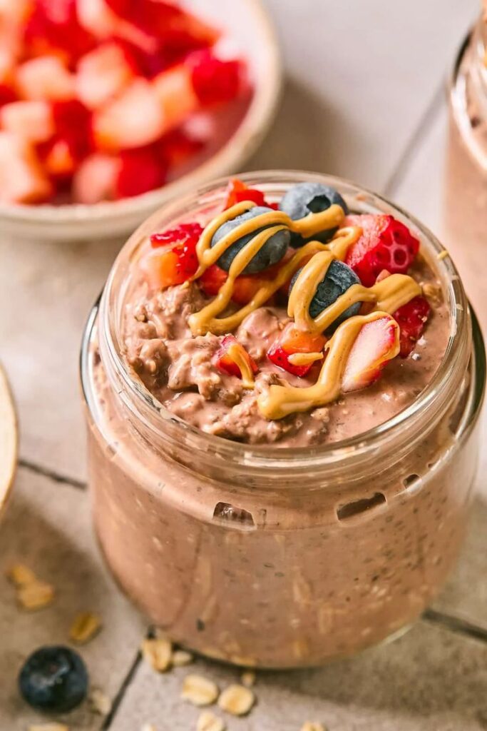 1. Chocolate Vegan Protein Overnight Oats
