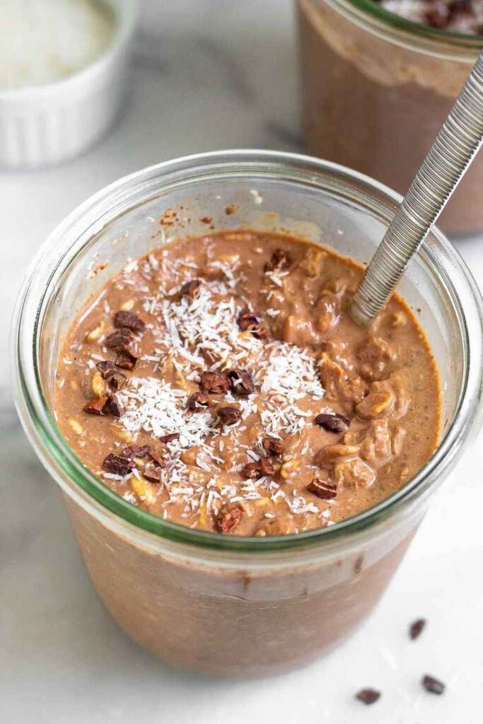 Coconut Almond Vegan Protein Overnight Oats