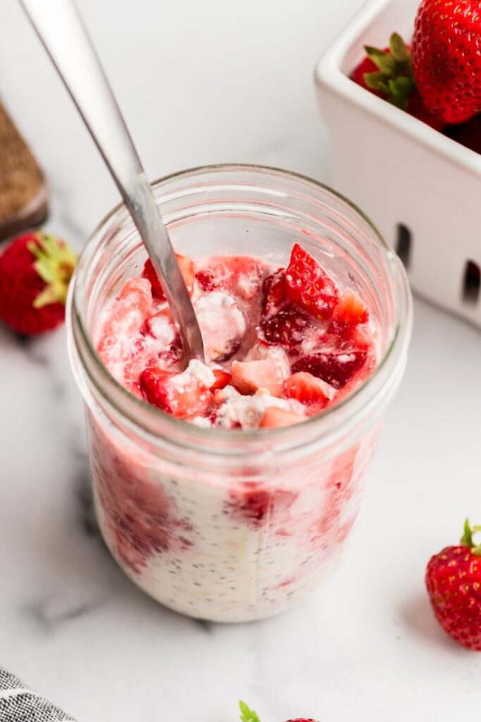 14. Strawberry Protein Overnight Oats