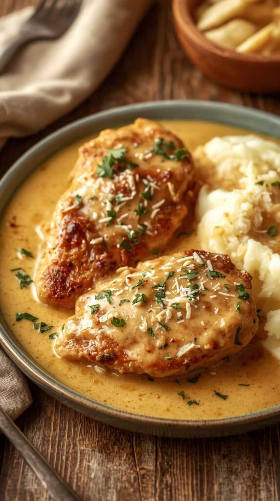 Garlic Parmesan Chicken with Creamy Sauce