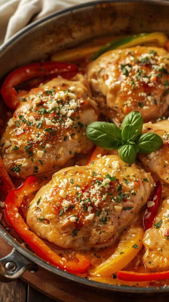 Garlic Parmesan Chicken with Bell Peppers