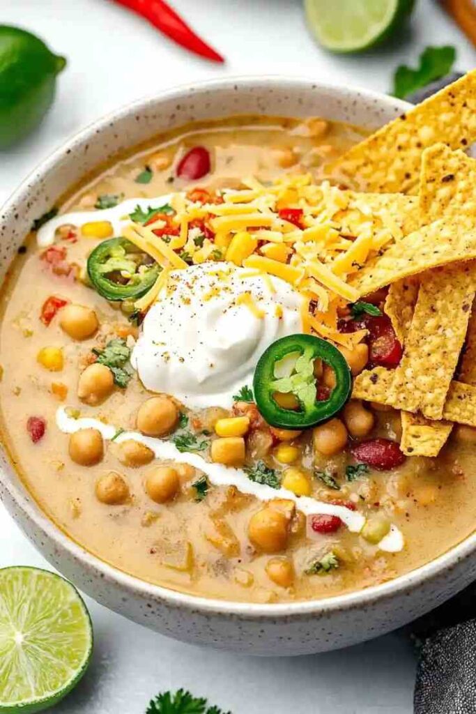 Mild and Creamy White Bean Beef Chili