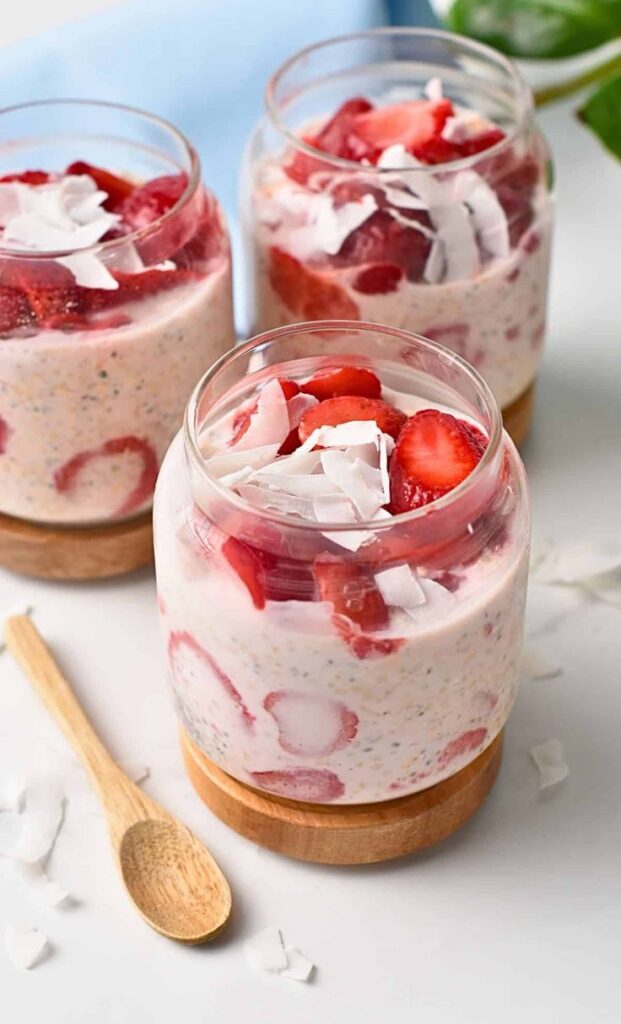 6. Strawberry Vegan Protein Overnight Oats
