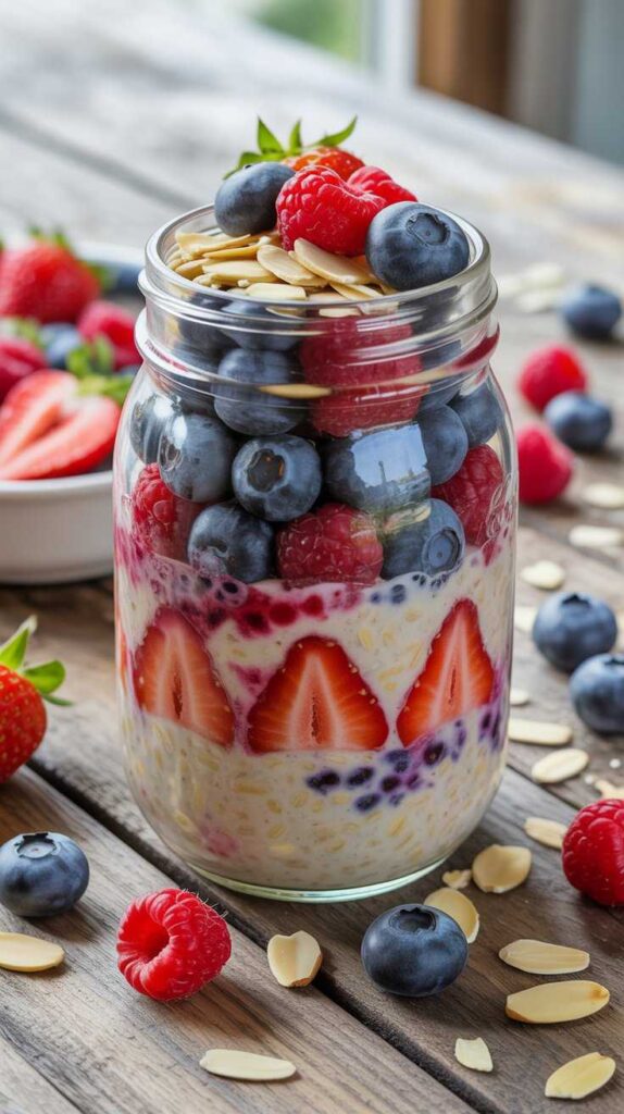 Mixed Berry Almond Overnight Oats