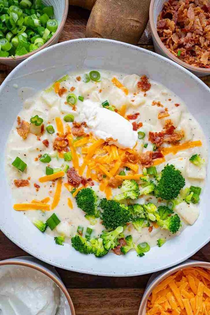Loaded Potato Soup with Green Chilies