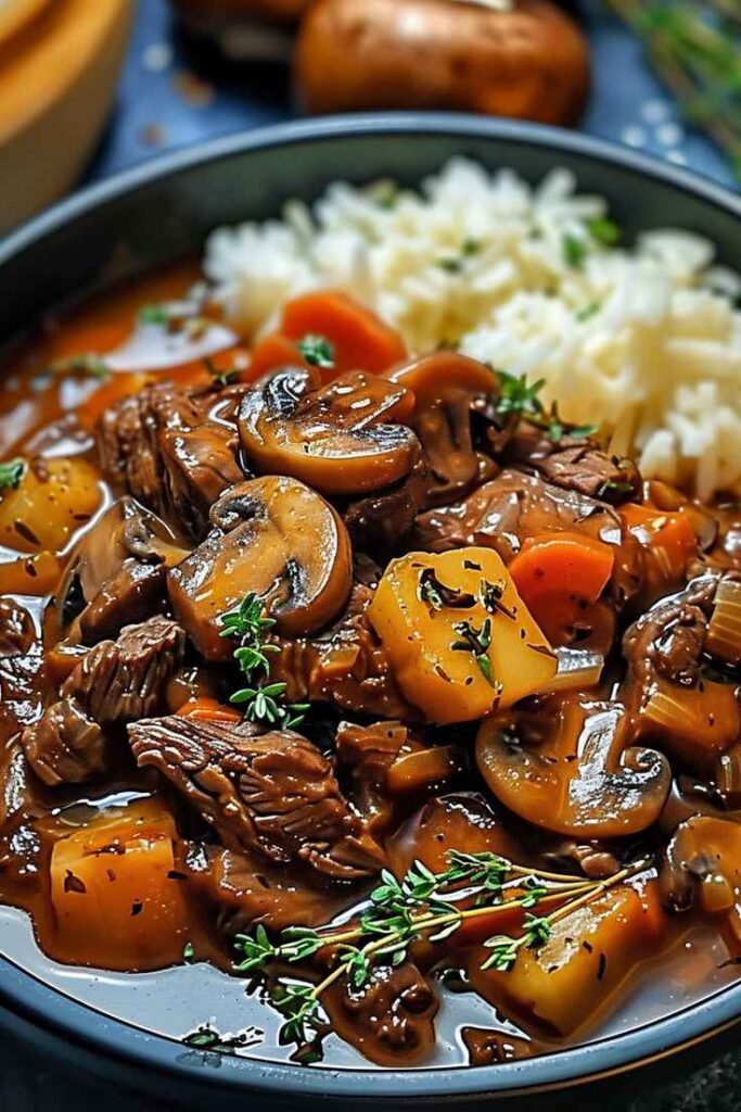 Beef and Mushroom Stew with Sweet Potatoes