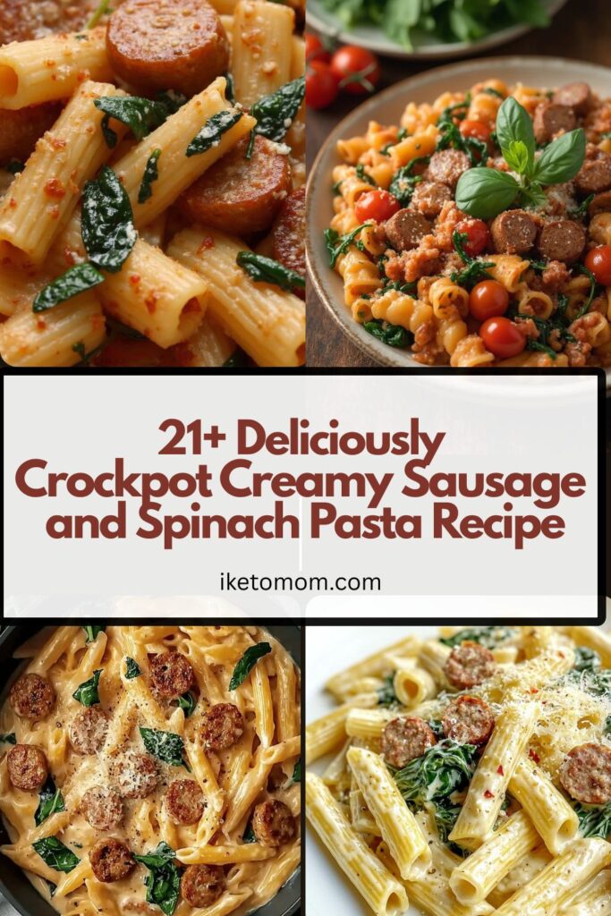 Crockpot Creamy Sausage and Spinach Pasta Recipe