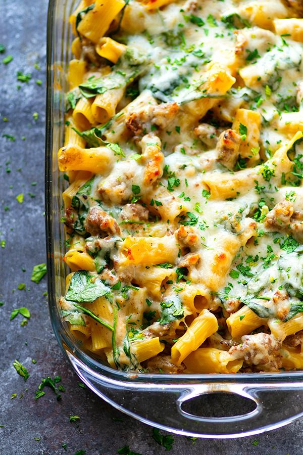 Sausage and Spinach Alfredo Pasta
