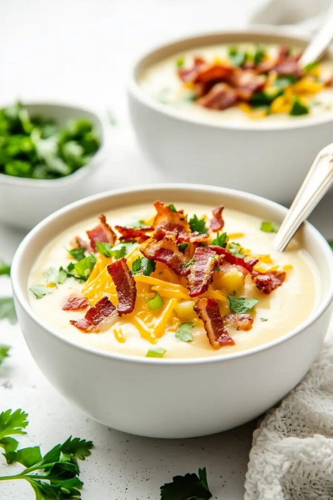 Crockpot Loaded Potato Soup with Turkey Bacon