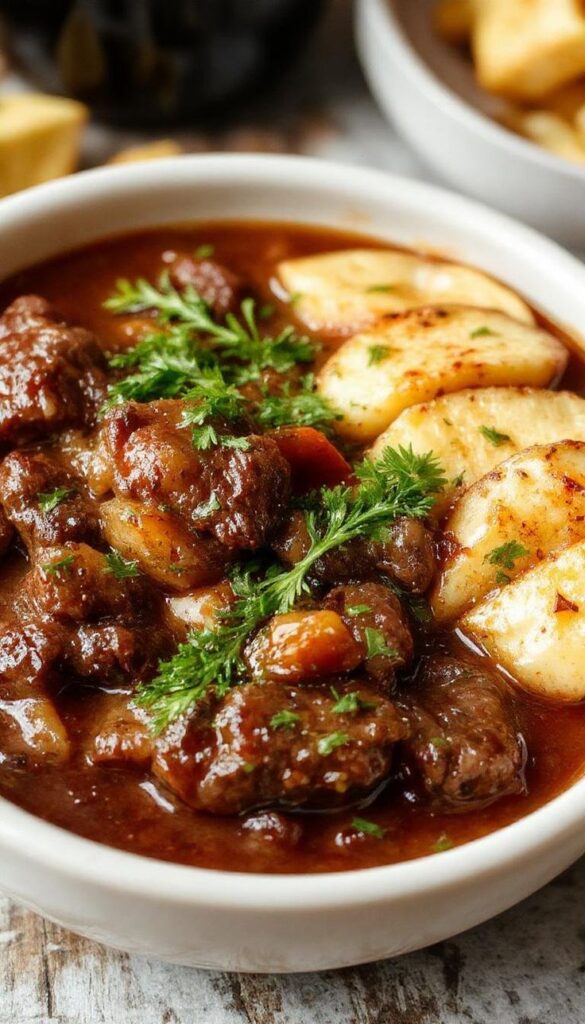 Classic Savory Beef and Mushroom Stew Crockpot