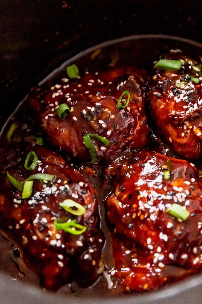 Honey Garlic Chicken Thighs with Sesame Seeds