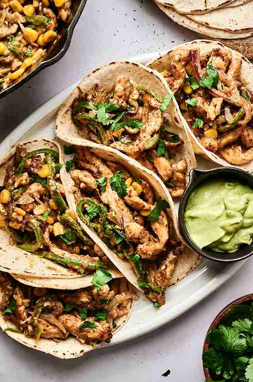 Crockpot Creamy Poblano Chicken Tacos