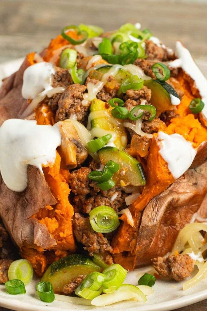 Korean BBQ Beef Stuffed Sweet Potatoes