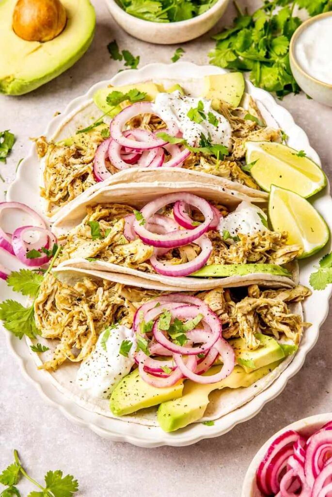 Slow Cooker Salsa Verde Chicken Tacos