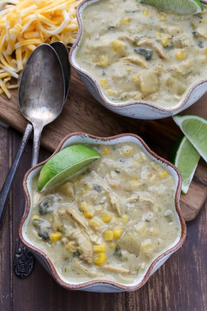 Slow Cooker Creamy Poblano Chicken Soup