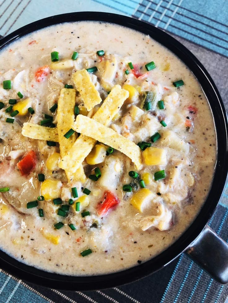Slow Cooker Poblano Chicken Corn Chowder