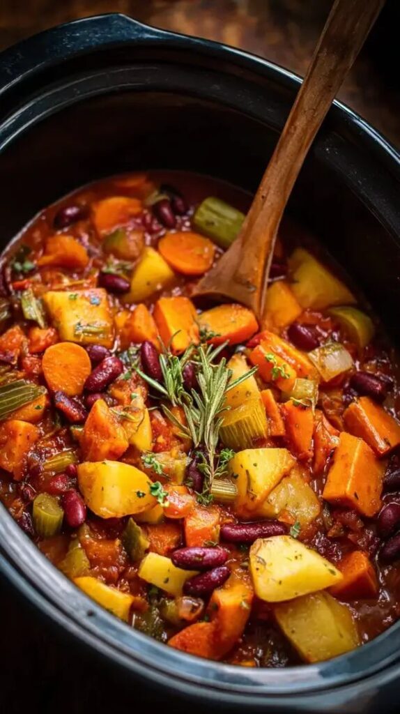 Crockpot Vegetable Lentil Stew with Cauliflower