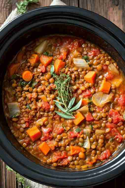 Crockpot Vegetable Lentil Stew with Potatoes