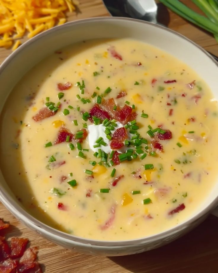 Loaded Baked Potato Soup with Sour Cream