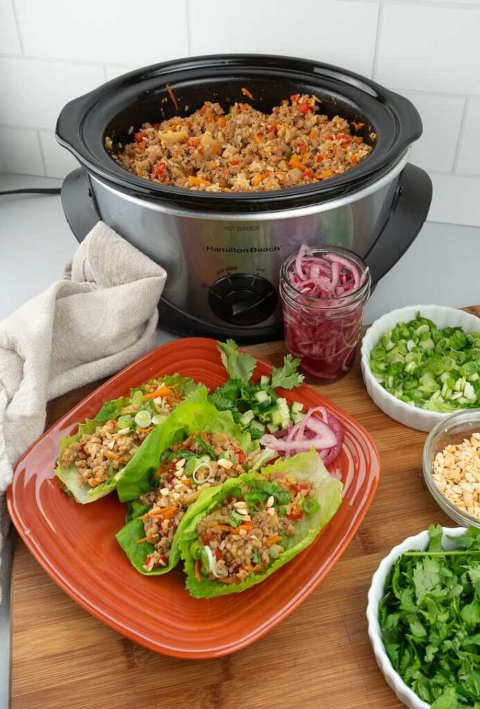 Slow Cooker Teriyaki Chicken Lettuce Wraps