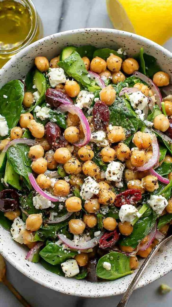Chickpea Spinach Feta Salad