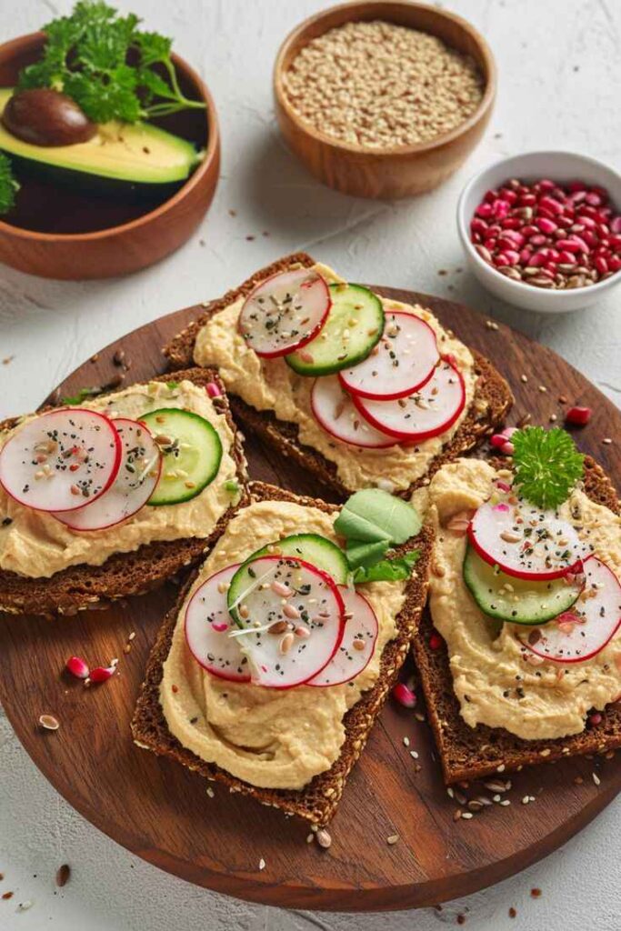 Veggie Toast with Hummus