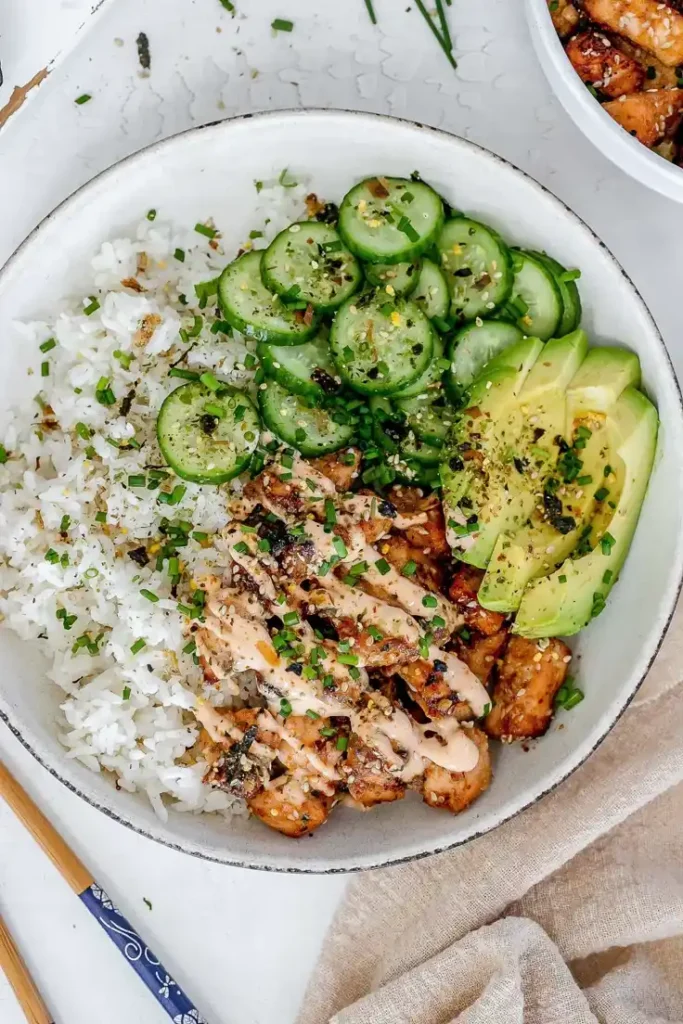 Chicken Cucumber Rice Dinner Bowl