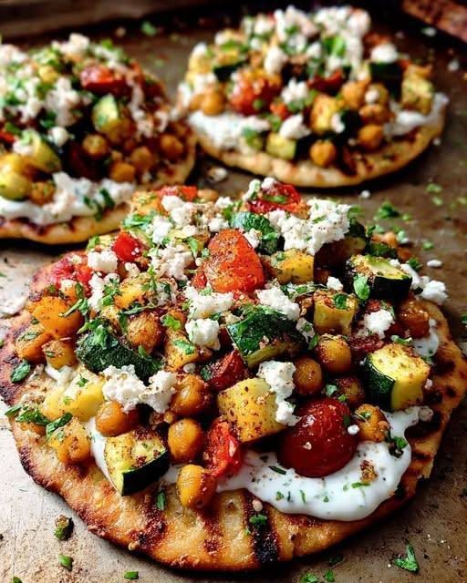 Garlic Roasted Veggie Flatbread