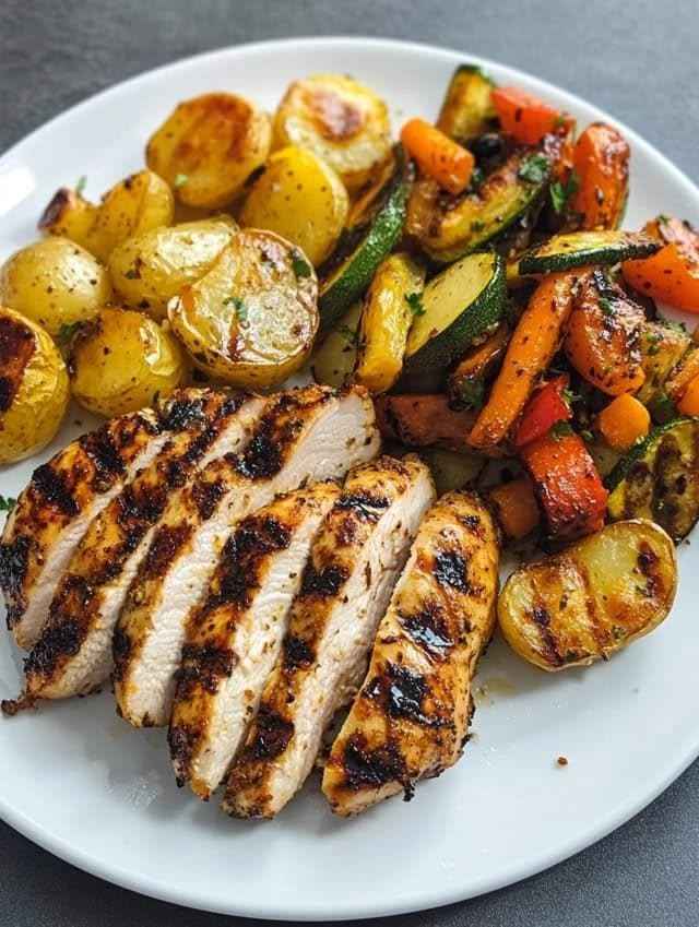 Grilled Chicken and Roasted Veggie Bowl