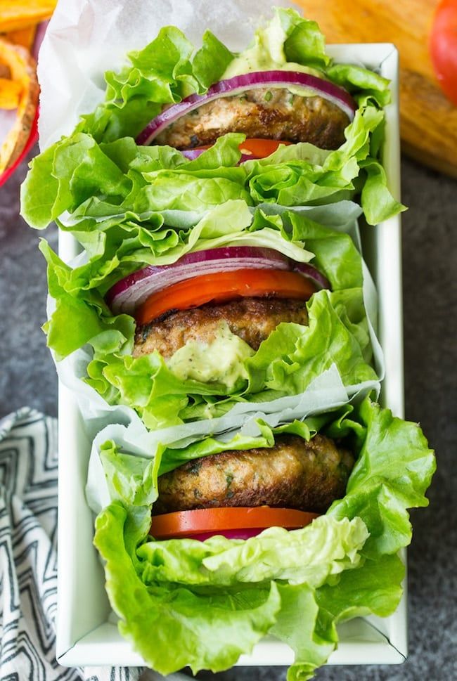 Grilled Turkey Burger Lettuce Wraps