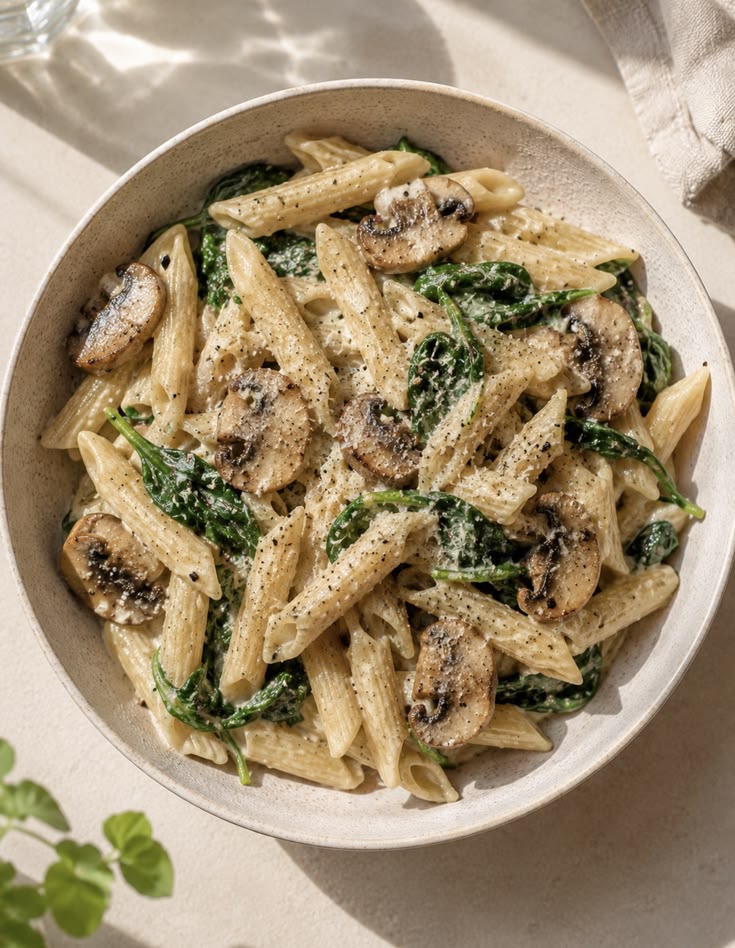 Mushroom and Spinach Pasta