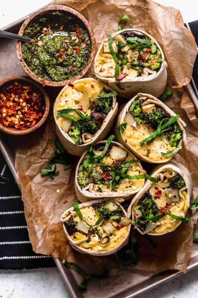 Pesto Breakfast Burritos