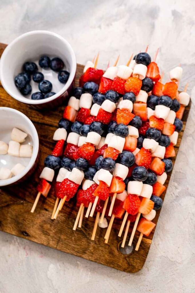 Red, White, and Blue Fruit Skewers