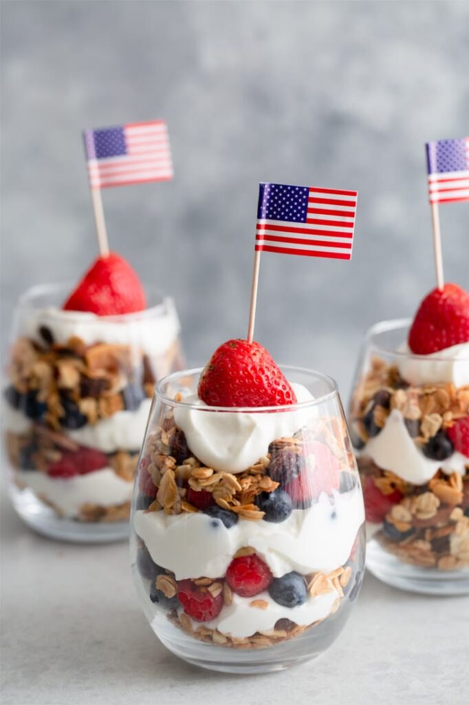 Red, White, and Blue Yogurt Parfaits