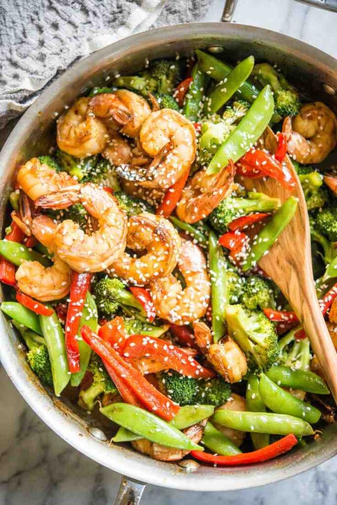 Shrimp Stir-Fry with Broccoli and Bell Peppers